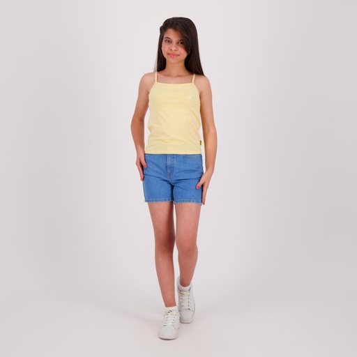 [05-010-07-003-K033-10/12A] Bretelle fille avec broderie (Jaune, 10/12A)