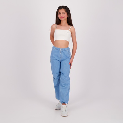 [05-010-113-002-K000-10/12A] Bandeau côtelé fille avec broderie (Blanc, 10/12 A)