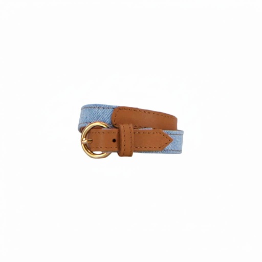 [01-010-131-001-K929-U] Bracelet unisexe en cuir et denim (Jeans Bleu Clair &amp; Cuir Caramel)