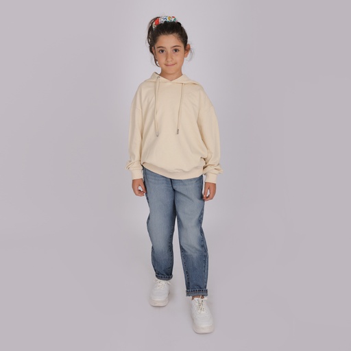 [05-010-43-078-K005-10/12A] Hoodie unisexe enfant avec broderie (Beige, 10/12A)