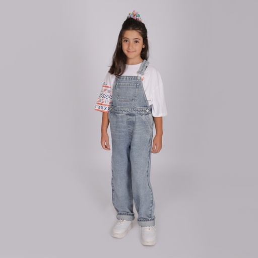 [01-010-22-313-K412-10/12A] Salopette fille en jeans (10/12A)