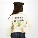 Sweat crop fille avec col cheminée Love You So Matcha