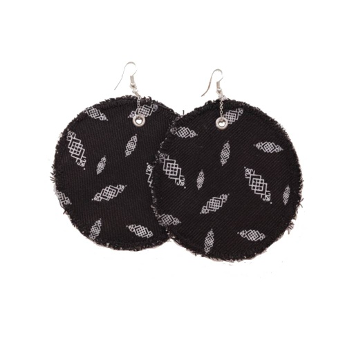 [01-010-130-005-K160-U] Boucle d'oreille en jeans HEAVY PRINT EFFECT - TUNIS FASHION WEEK 2024 (Jeans Noir)
