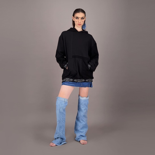 [05-010-36-190-K040-L/XL] Hoodie oversized unisexe IMPRIME BERBERE UPCYCLING METHODS - TUNIS FASHION WEEK 2024 (L/XL)