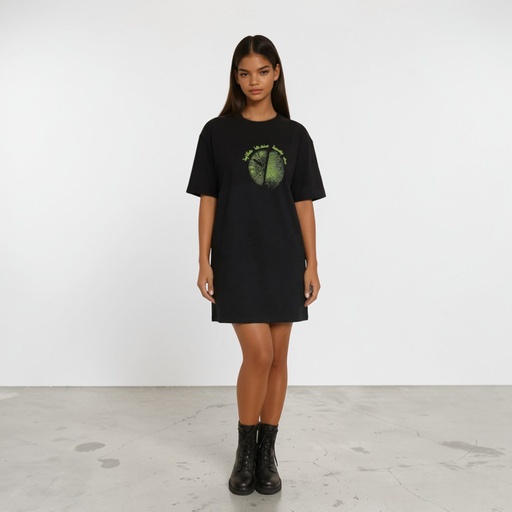 [05-010-17-103-K040-L] Robe sweat femme manches courtes avec poche plaquéeكل بصمة عندها حكاية (L)