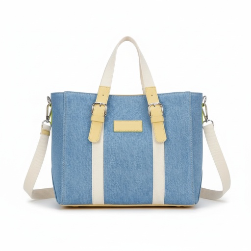 [99-010-01-021-K980] Mini cabas femme en jeans et cuir (Jeans Bleu Clair &amp; Cuir Beige)