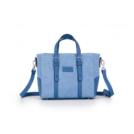 [99-010-01-021-K921] Mini cabas femme en jeans et cuir (Jeans Bleu Clair &amp; Cuir Bleu Clair)