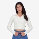 Polo côtelé femme manches longues