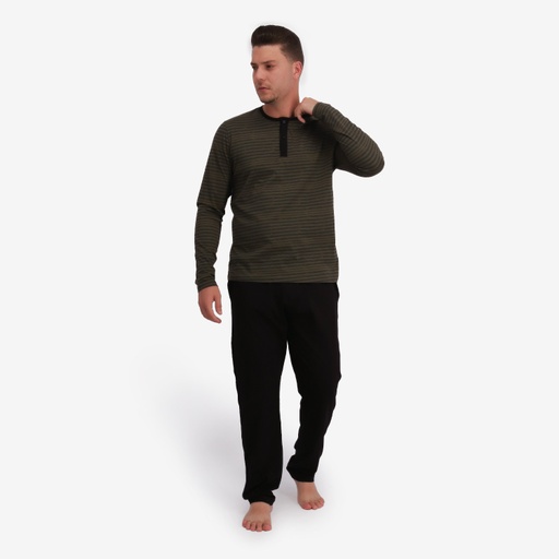 [05-010-16-296-K993-L] Pyjamas homme manche longue avec pate de boutonnage (L)