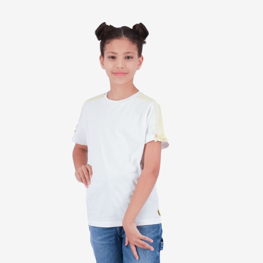 [05-010-02-803-K000-10-12A] T-shirt fille manches à rayures avec nœuds (10-12A)