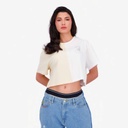 Upcycling t-shirt crop femme manches courtes POSTCARD &amp; WARNING V2