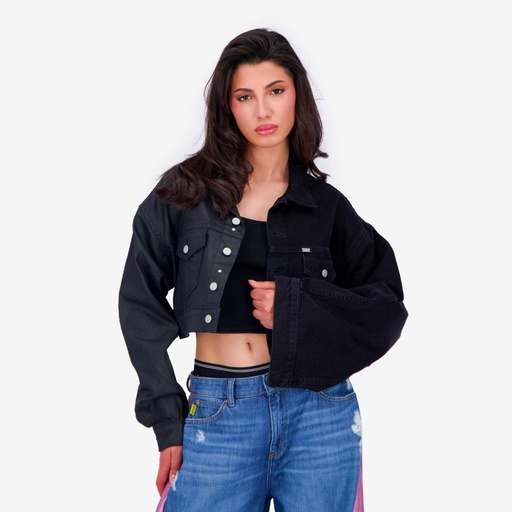 [01-010-10-110-K160-L] Upcycling cropped jacket femme bi-couleur KINDA V1 (L)