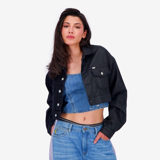 [01-010-10-111-K160-L] Upcycling cropped jacket femme bi-couleur KINDA V2 (L)