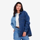 Upcycling chemise oversized femme en jeans bi-couleur - SHER V1