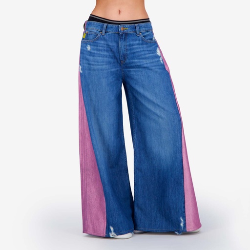 [01-010-01-570-K995-24] Upcycling wide leg jeans femme bi-couleur -WIDED (24)