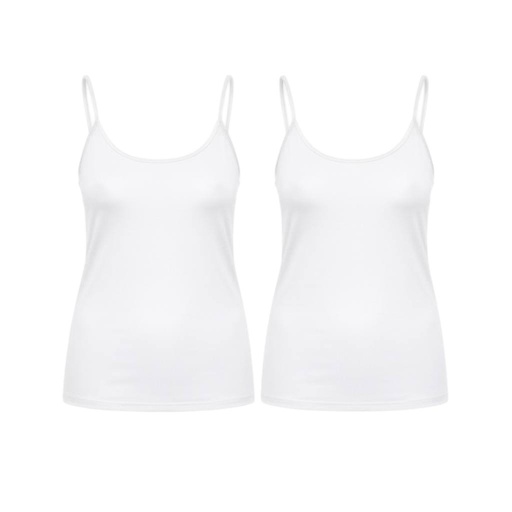 [05-010-08-029-K000-L] Lot de 2 Caracos femme en coton stretch (Blanc, L)