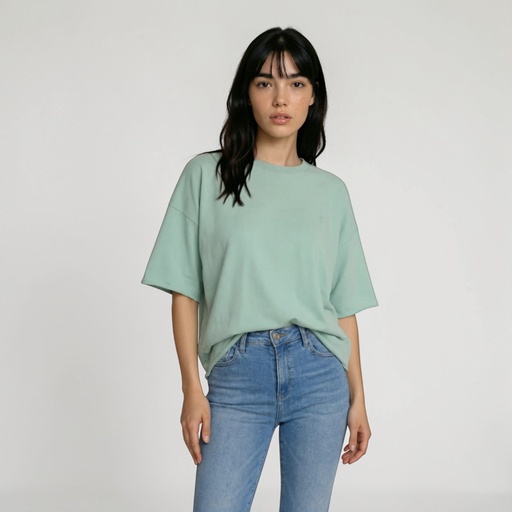 [05-010-36-248-K054-L] Sweat oversized femme manches courtes   avec broderie (L)