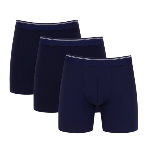 [05-010-06-043-K015-3XL] Lot de 3 boxers homme grandes tailles en coton stretch (Bleu Marine, 3XL)