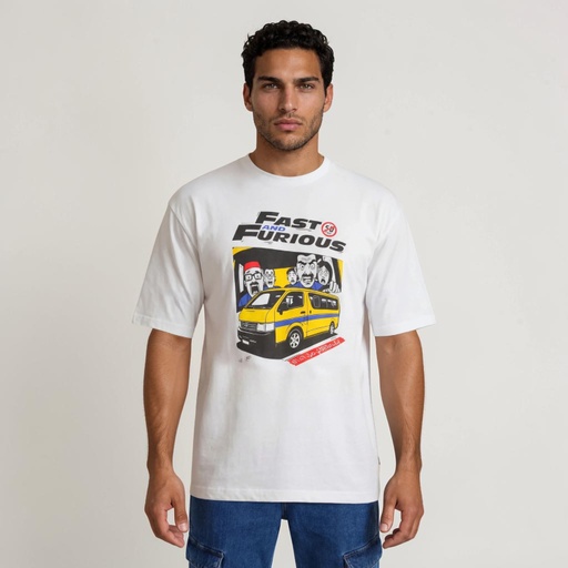 [05-010-02-834-K000-L] T-shirt oversized unisexe manches courtes FAST AND FURIOUS (L)