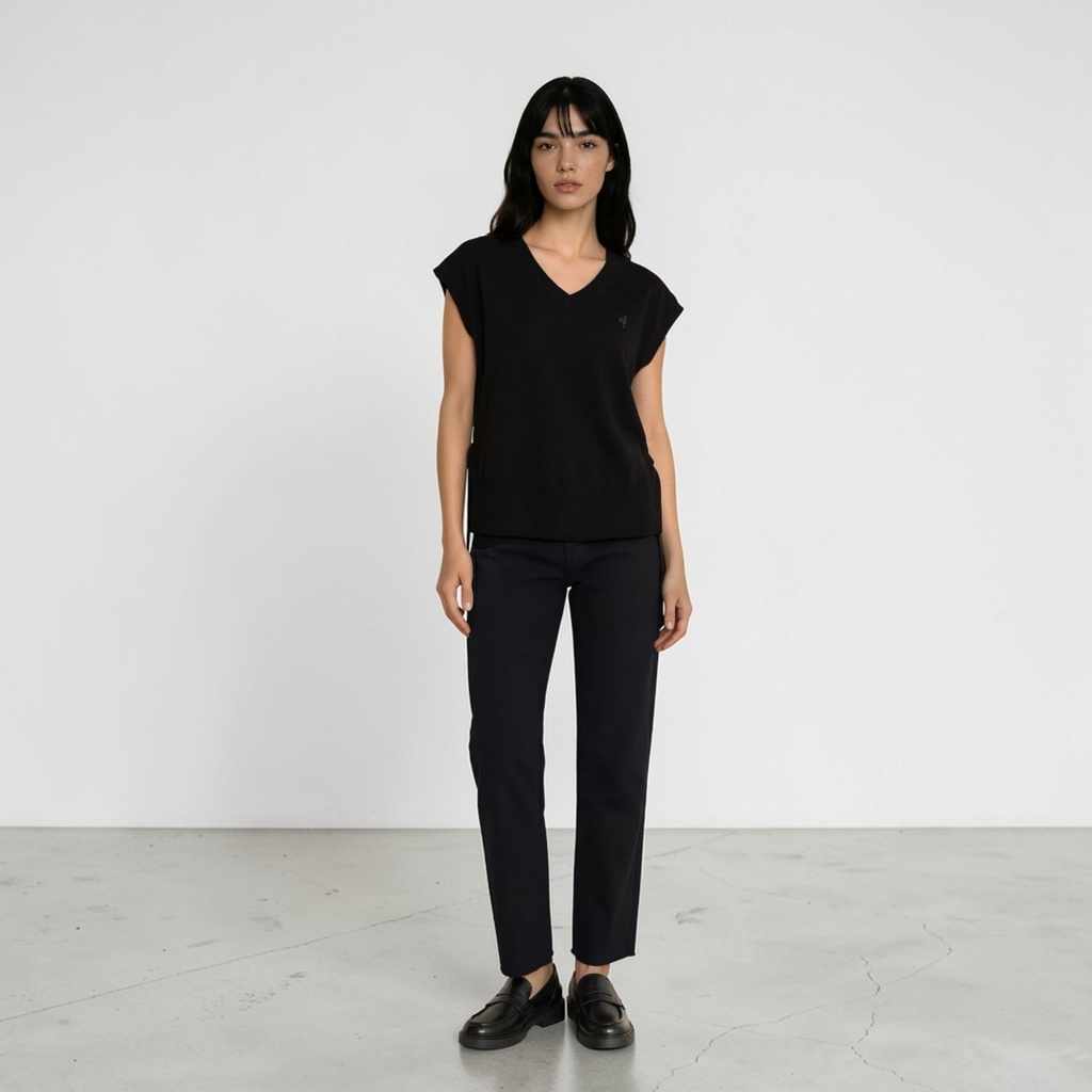 Sweat femme sans manches avec noeuds sur les côtés