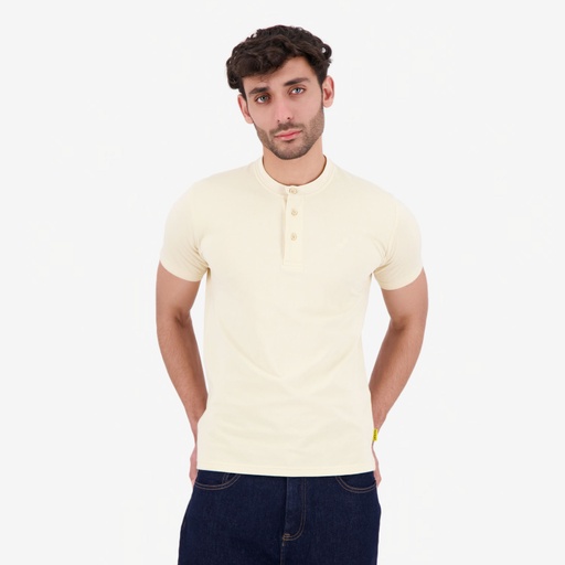 T-shirt homme manches courtes col tunisien en piqué