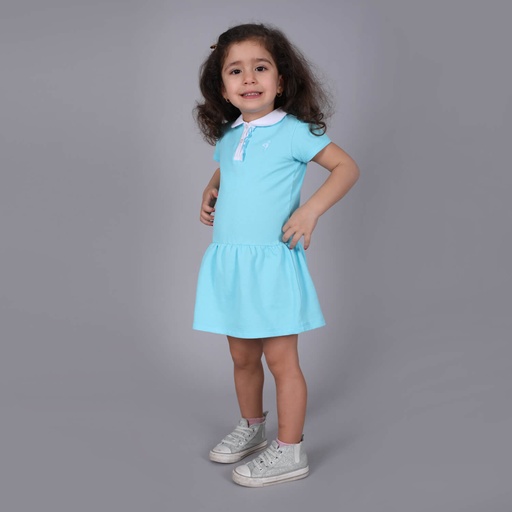Robe polo bébé manches courtes avec volant et broderie