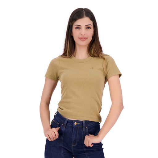 T-shirt côtelé sur taille femme manches courtes