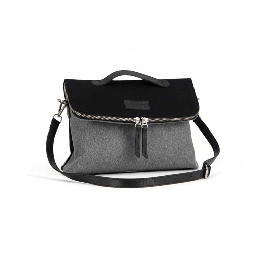 Pochette avec bandouliere en jeans et cuir - Jeans Bleu Clair &amp; Jeans Noir