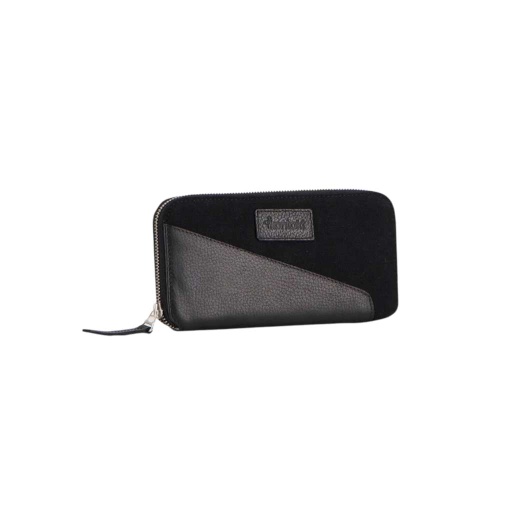 Porte feuille en jeans et cuir - Blanc Rayé Bleu