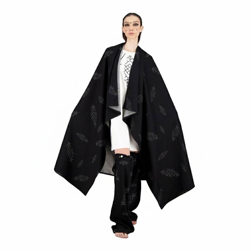 Safseri unisexe en jeans IMPRIME BERBERE HEAVY PRINT AND LASER - TUNIS FASHION WEEK 2024 - Bleu