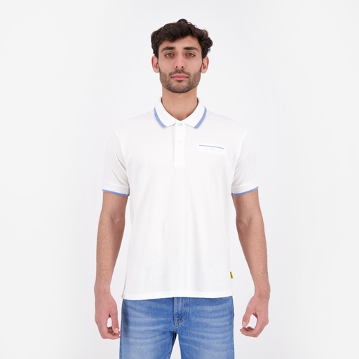 Polo homme manches courtes avec poche passepoilée