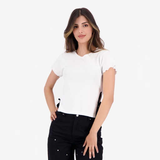 T-shirt femme manches courtes avec noeuds sur le cotés